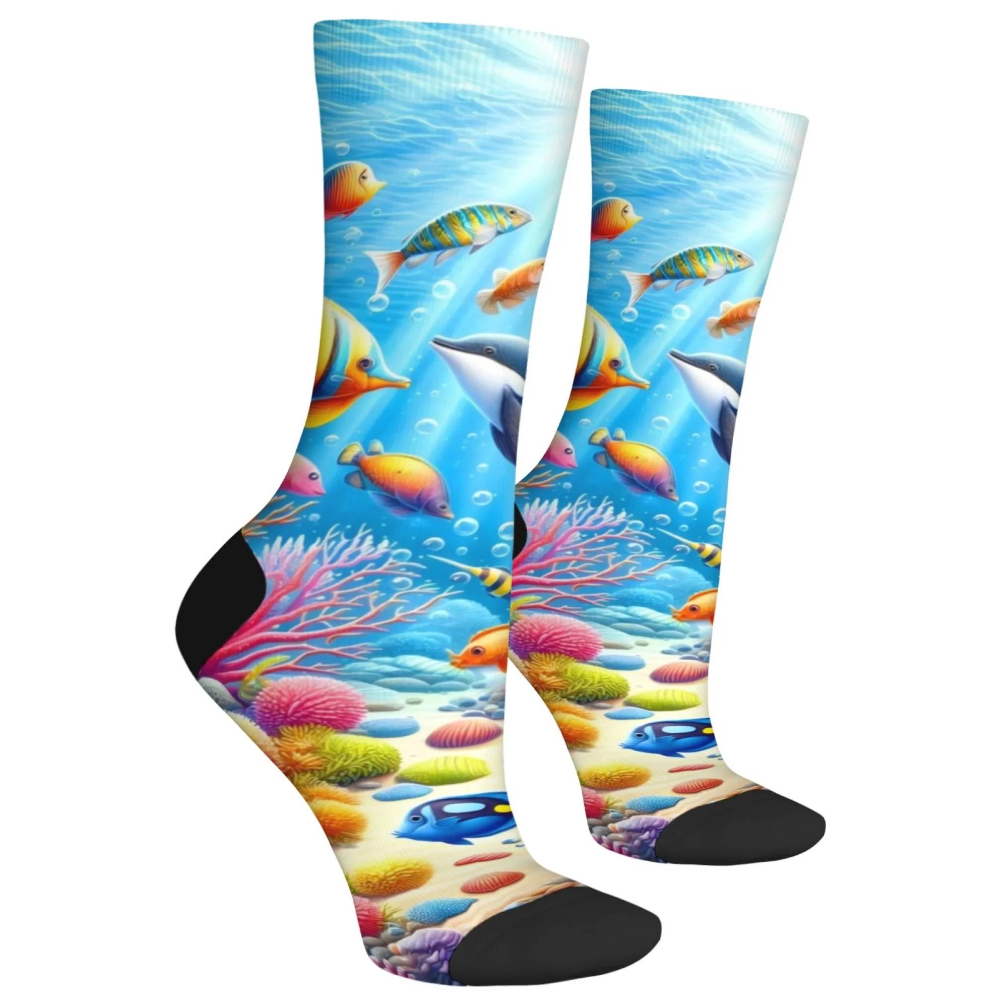 المحيط تحت سطح البحر العالم سعيد الجوارب Harajuku نمط الجدة مضحك الرجال الجوارب للجنسين الجوارب الموضة غير رسمية الكرتون لطيف الجوارب هدية