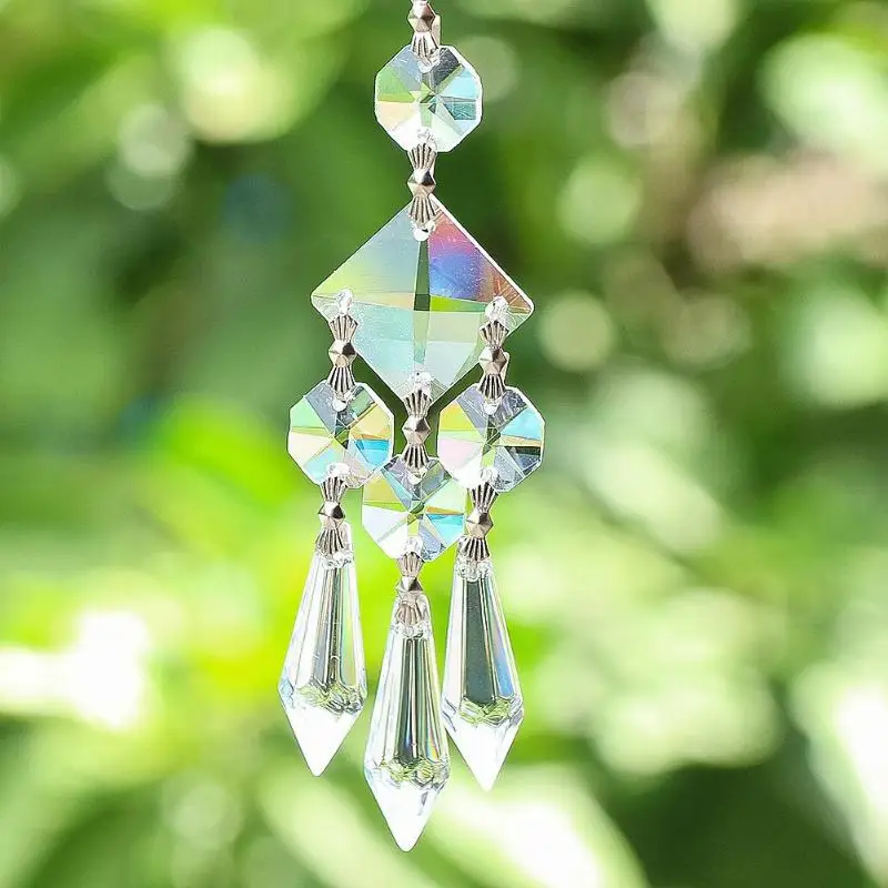 Gorgeous Glass Crystal Prism Suncatcher: Chandelier Parts Lucky Hanging Pendant Handmade Christmas Wedding