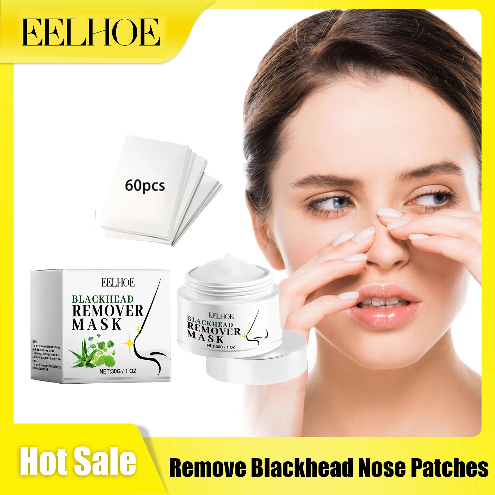 

EELHOE Blackhead Clean Nose Patch Exfoliate Oil Control Remove Dirt Shrink Pore Brighten Skin Sooth Refresh Nose Care Nose Patch