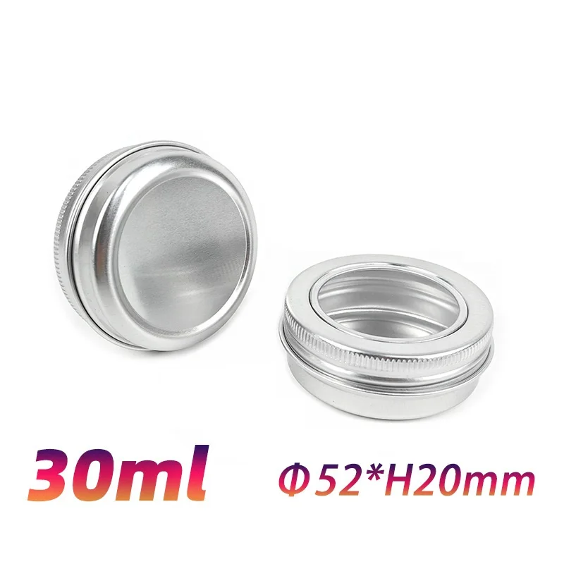 

200pcs 30ml 1oz Silver Mini Aluminum Round Tin Jar with Clear Window Lid Cosmetic Metal Tin Container Empty Jar Packaging
