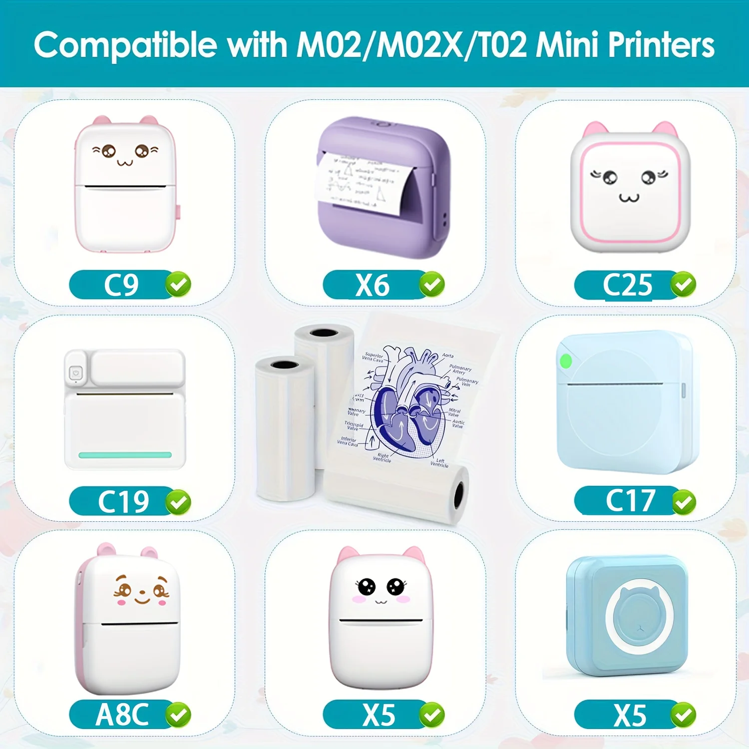 ملصقات حرارية شفافة مقاس 57 مم - أزرق/وردي/أخضر/أسود، تناسب C9/C19/C15/A8C/A35، صور/ملاحظات/مذكرة/ملصقات هدايا عيد الميلاد #5