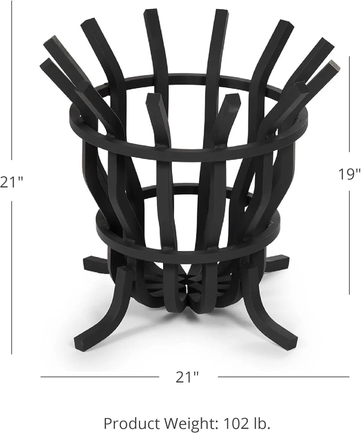 TITAN GREAT OUTDOORS Ash & Ember Self-Feeding Short Round Fire Pit Grate Basket, 1in Solid Steel Square Rungs, Elevated Log