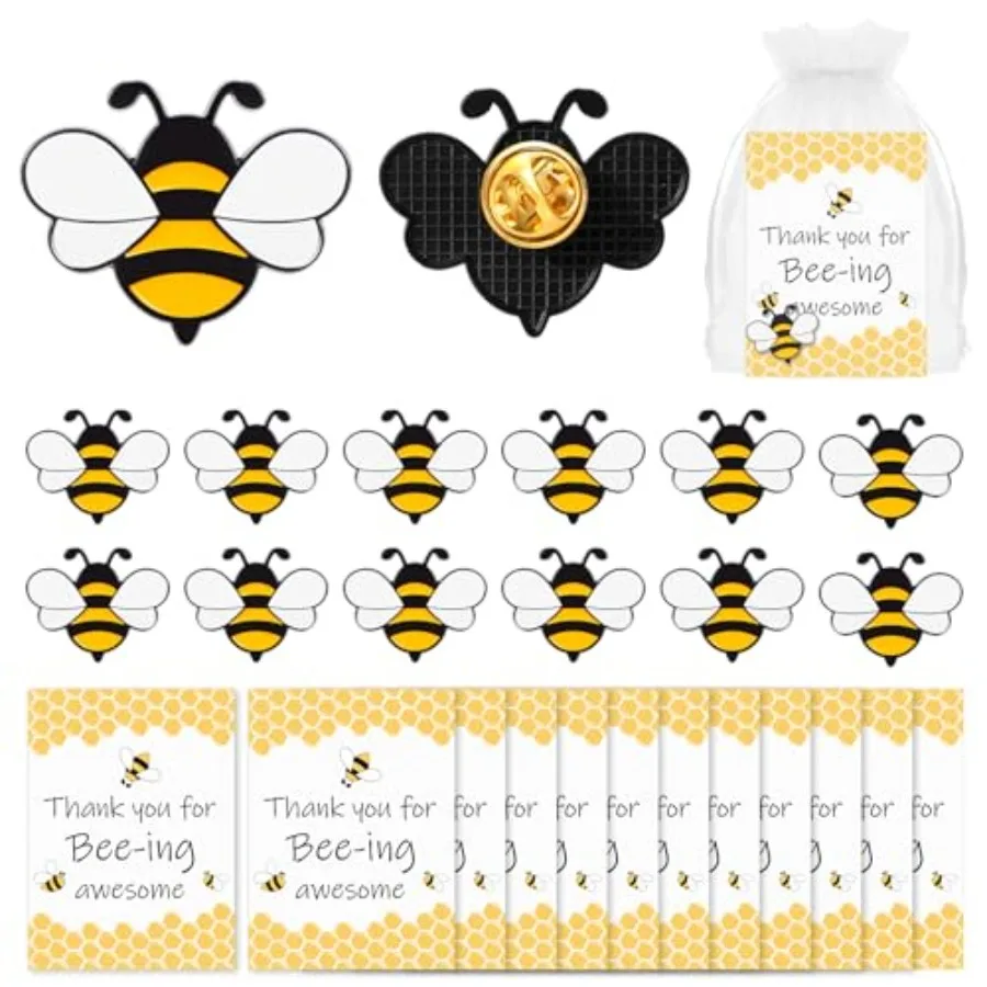 Misdary Employee Appreciation Bee Lapel Pins Team Gift Spelling Bee Day Badge with Inspirational Card for Teacher Nurse Staff