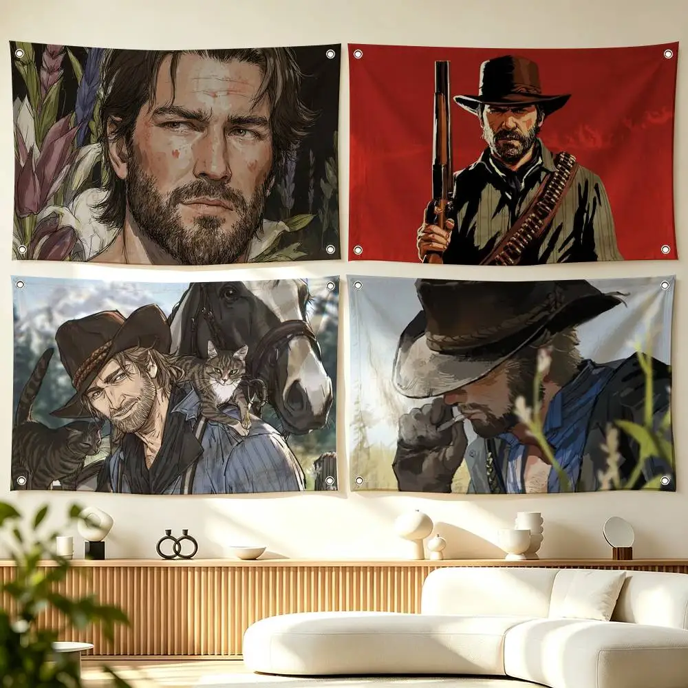 R-Red Dead Redemption Morgan  Flag Suitable For Party Club Outdoor Interior Wall Decoration Banner Fans Gift