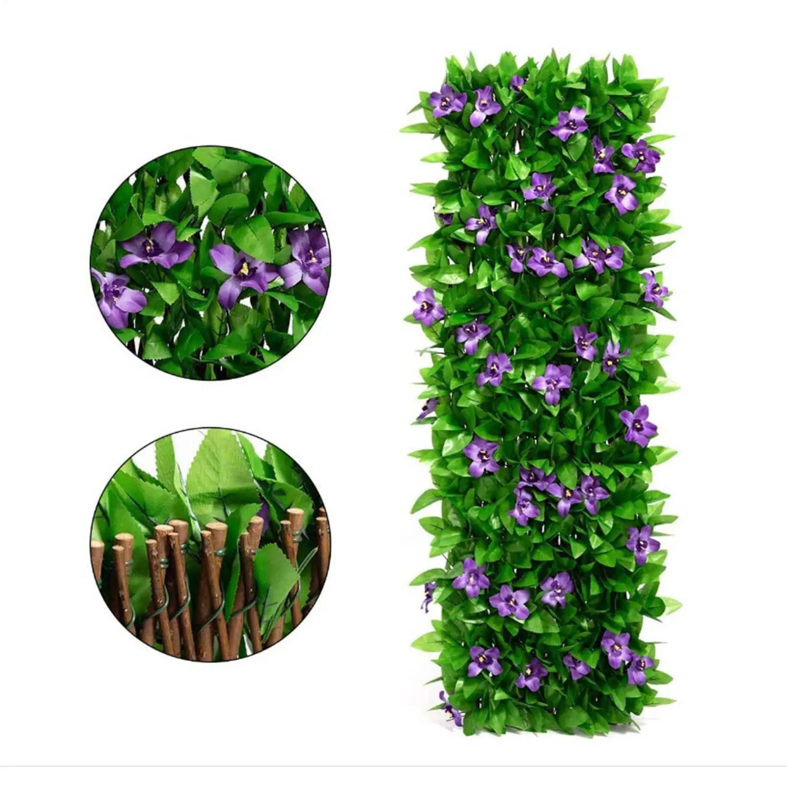 Künstlicher Gartenzaun/Gartensieb, erweiterbares Spalier, Sichtschutz / künstlicher Blatt-Sichtschutzzaun, künstliche Pflanzen, Efeu-Zaun
