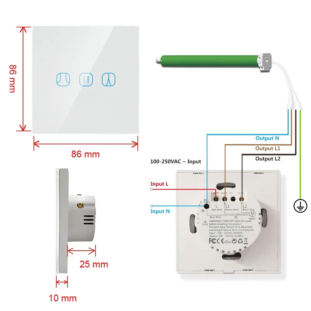 Shawader Wi-Fi Smart Curtain Switch Timer Blinds Clock Watch Shutter Tubular Motor Roller Remote by Alexa Google Home Assistant