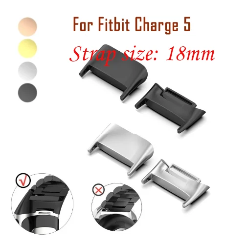 1 Pair Metal Connector Watchband For 18mm Steel Tape Fitbit Charge 5 Wriststrap Link Attachment Band Strap For charge5 New