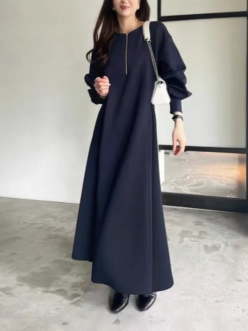 

Thick Reversible Warm Pullover Dress Longline Hooded Pocket Dress Two Way Wear Casual Dresses Oversized Fleece Lined Dress