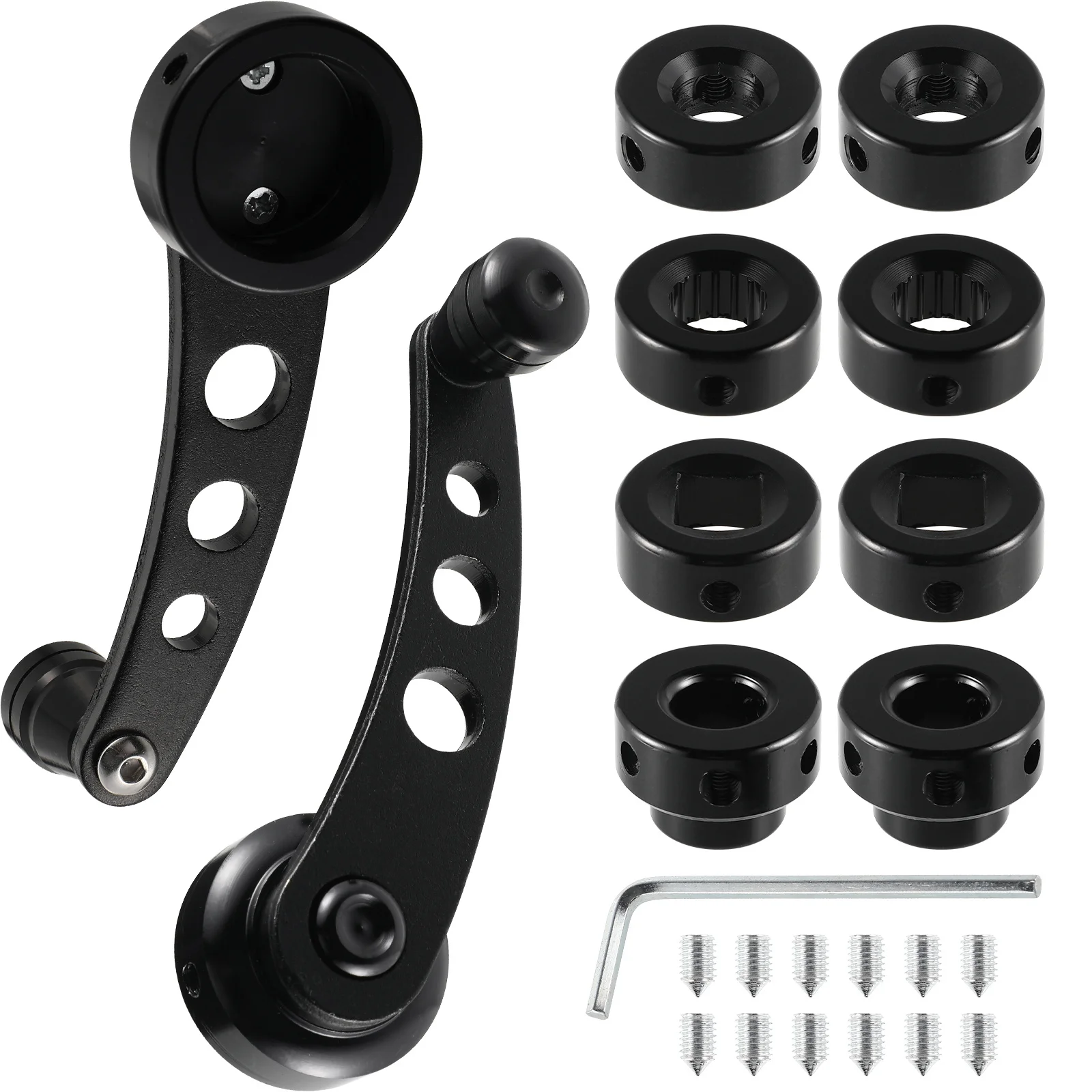 1 set Car Window Shake Handle Aluminum Universal Winder Crank Rocker For Manual Window Door Left Right Black Set