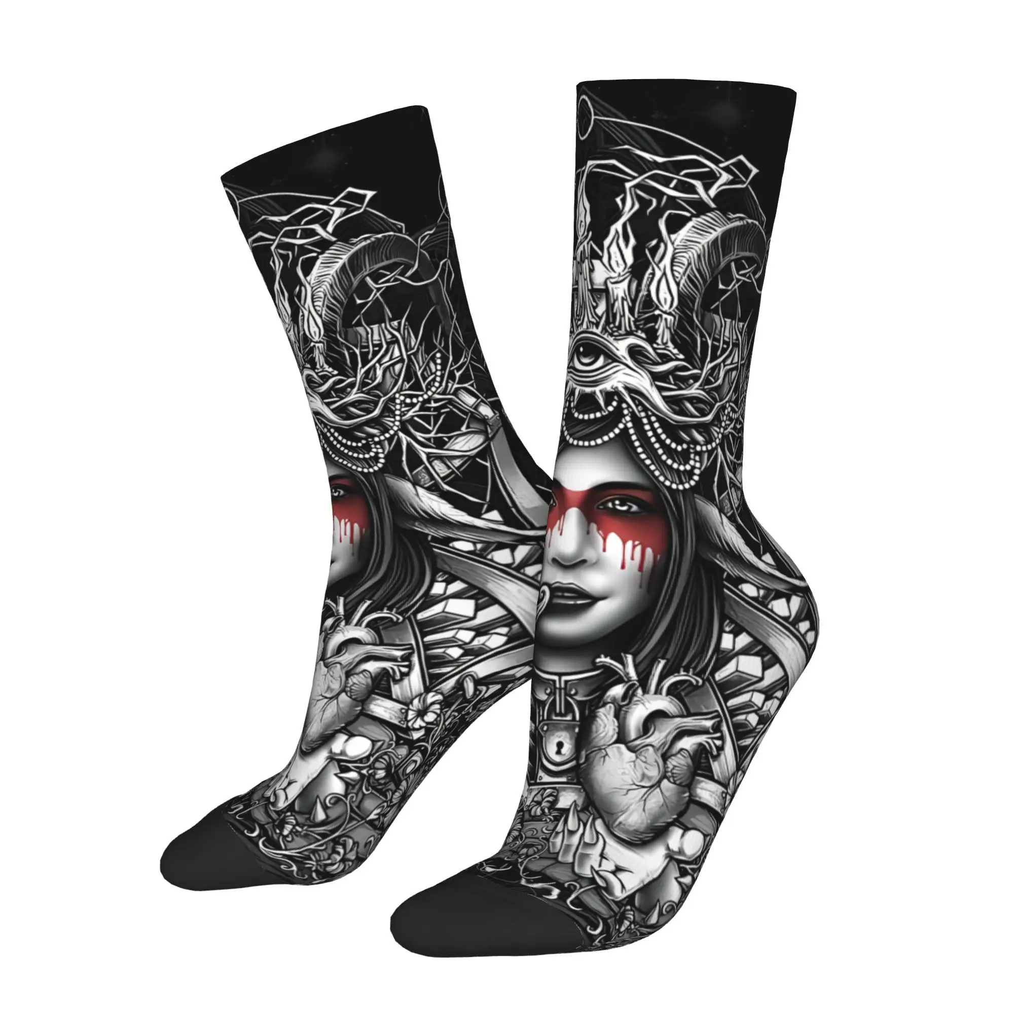 

European Medieval Woman Sock Printed Man Polyester