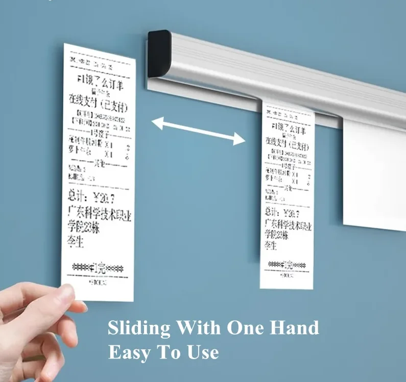 Aluminum Alloy Wall-mounted Sticked Take-out List Receipt Clip Hanging Ticket Order Invoice Paper QR Holder Restaurant Menu Clip