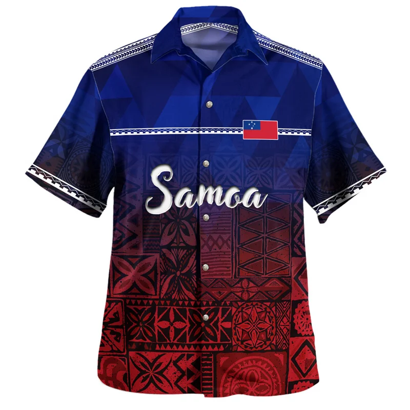 Summer Harajuku 3D American Samoa Happy Independence Day Coat Of Arm Printing Shirts Men Fashion Short Shirts Cool Tops Clothing