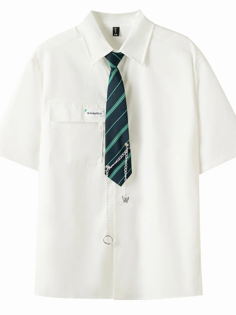 

Мужская летняя рубашка свободного кроя в японском стиле JK с галстуком для студентов и молодежи