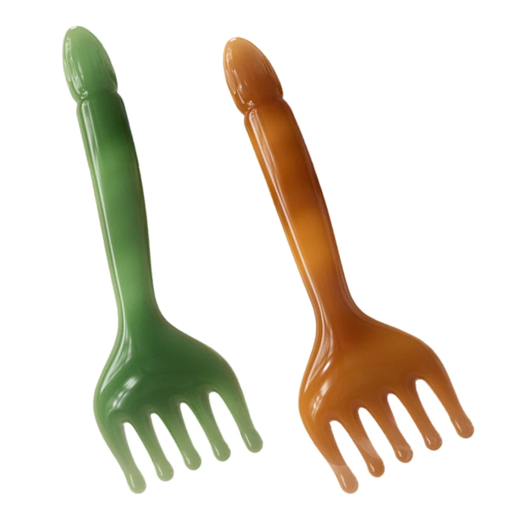 

2pcs Massage Resin Craft Massage Comb Resin Scalp Massager Tool Ergonomic Smooth Edges Body Acupoint Massager Creative Hair Comb
