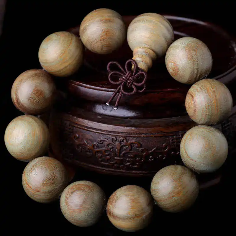 Green Sandalwood Bracelets Buddhist Prayer Beads Wrist Malas for Man 15mm 18mm 20mm BRO992