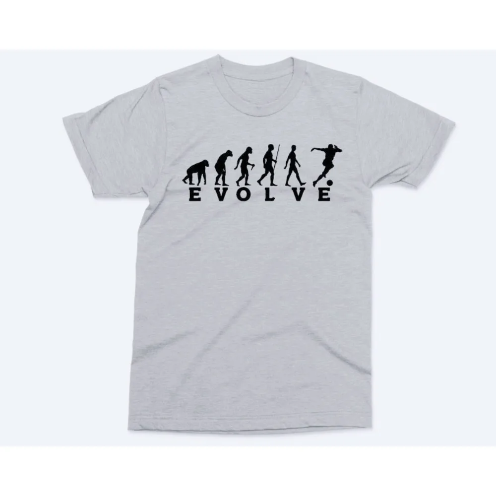 Evolution of Football T-shirt Funny Footballer Shirt Gift for Men Casual Summer Round Neck Soccer Shirt Male Fashionable Tee