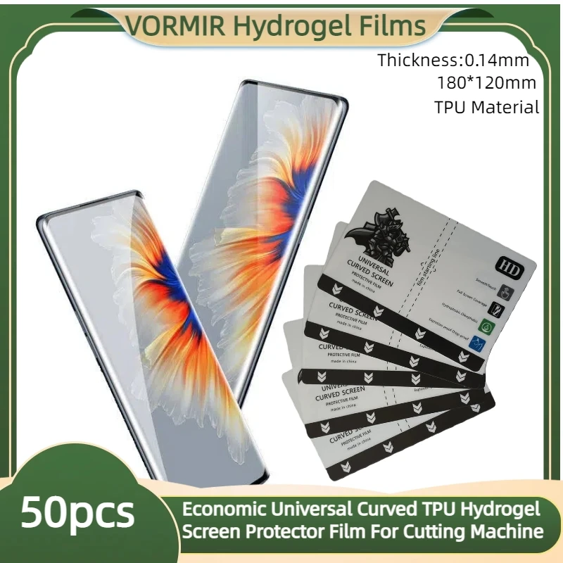 

50pcs Economic Universal Curved TPU HD Hydrogel Film Flexible Explosion-Proof Mobile Phone Screen Protector For Cutter Machine