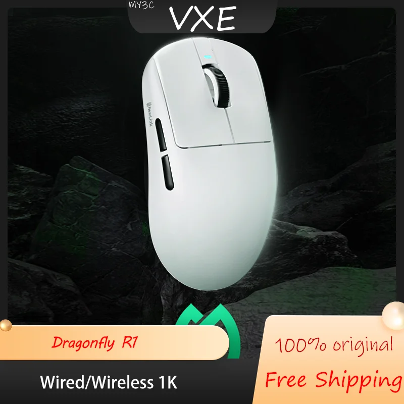 

Игровая мышь Vxe Dragonfly R1 Se & R1 Star Flash Paw3395se, легкая, с приемником 1k, симметричная, длительный срок службы батареи, подарок