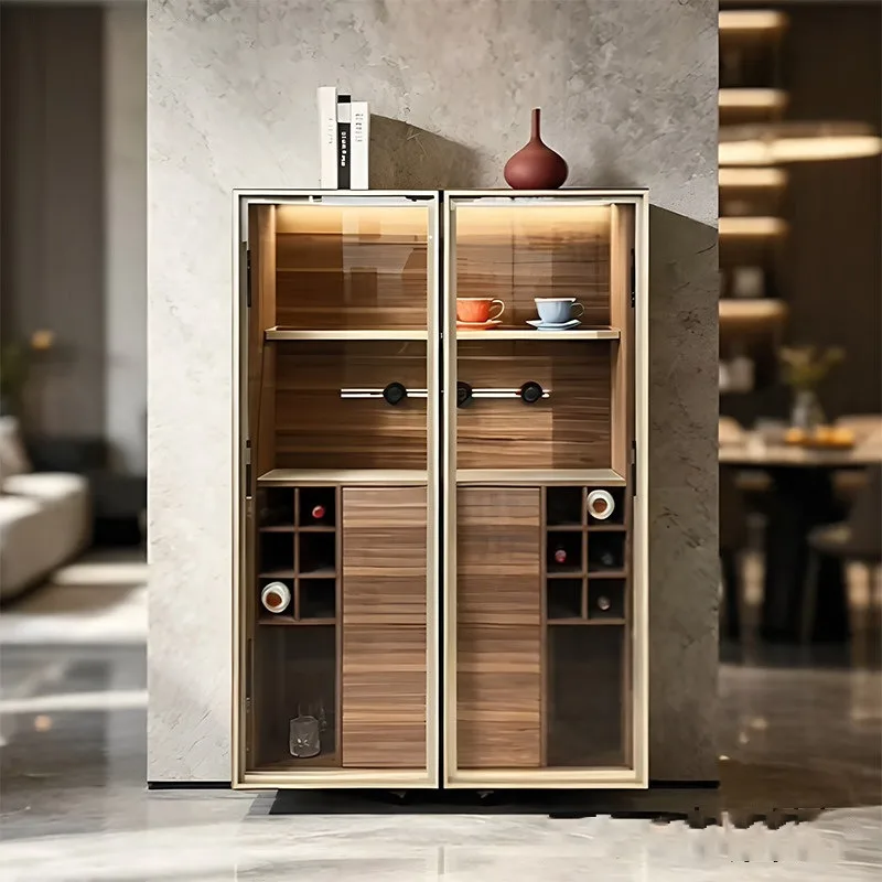 Dining side cabinet, walnut display cabinet, home modern high-end locker, living room storage cabinet, light luxury wine cabinet