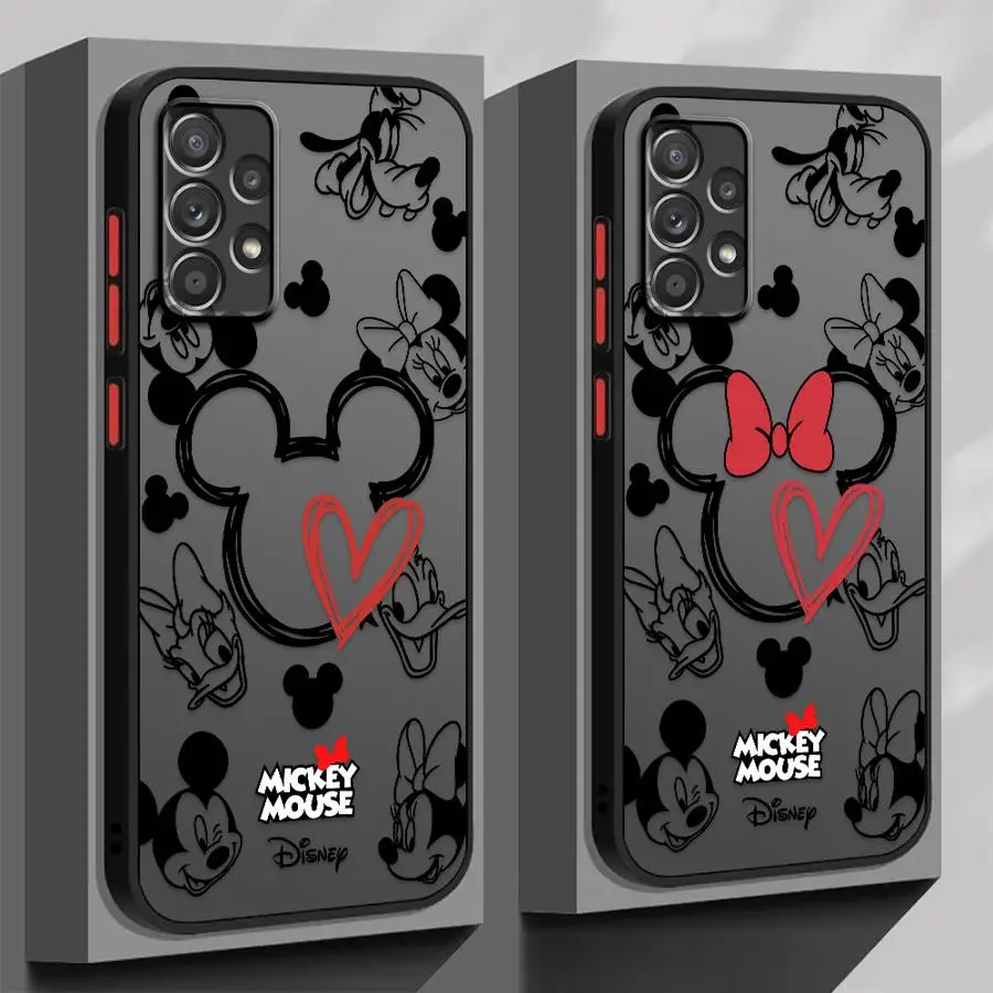 Case for Samsung Galaxy A54 A52 A14 A53 A34 A13 A12 A15 A16 A32 A21s A23 A51 A33 Phone Cover Disney Mickey Minnie Logo Fashion