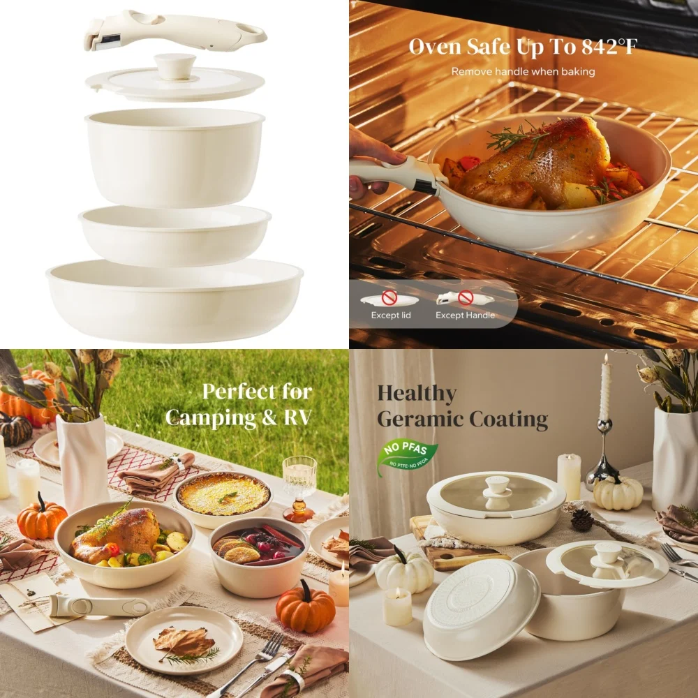 

Cookware SetsCeramic Non Stick Cookware Set for Healthy Cooking Easy to Clean Kitchen Pots and Pans