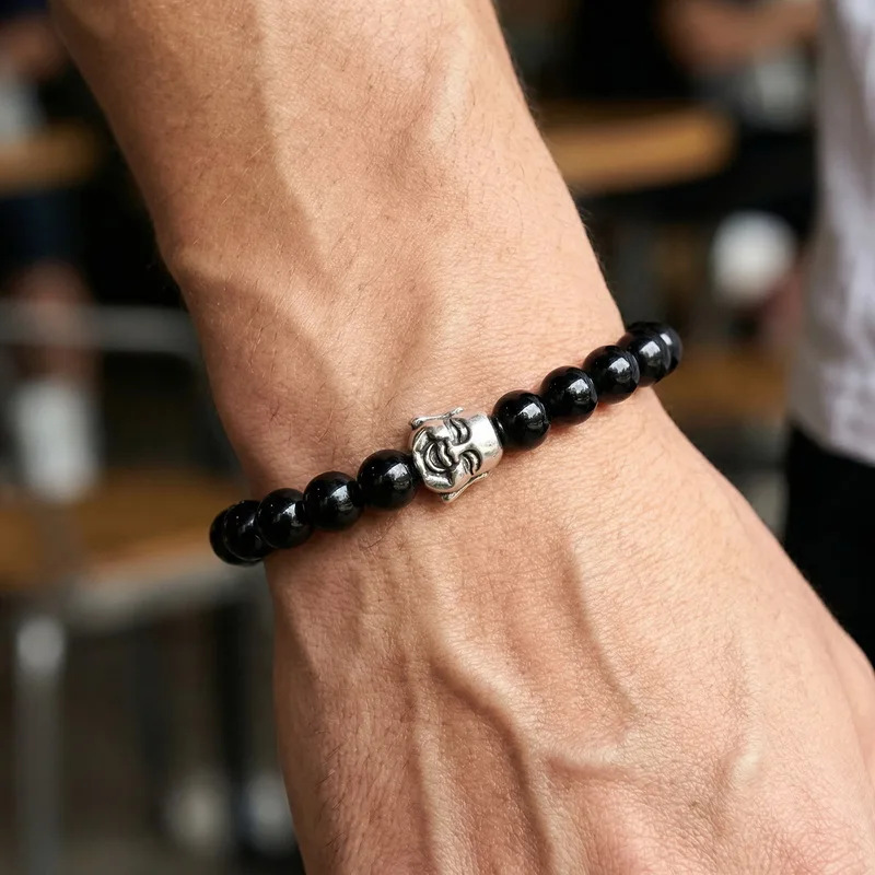 KALEN Vintage Buddha Statue Stainless Steel Bead Bracelet For Men Best Wishes Fashion Jewelry Party Gifts Religious Accessories