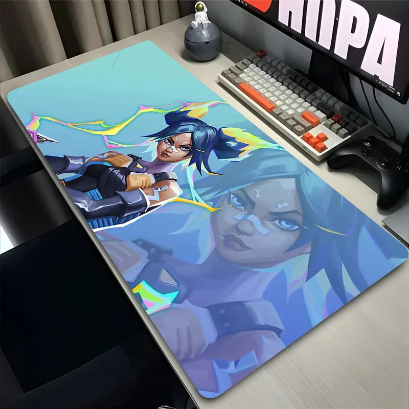 Mouse Pad PC Non Slip Rubber V-valorant Neon HD Mousepad Laptop Gamer Cabinet Keyboard Pad Office Computer Gaming Desk Mouse Mat