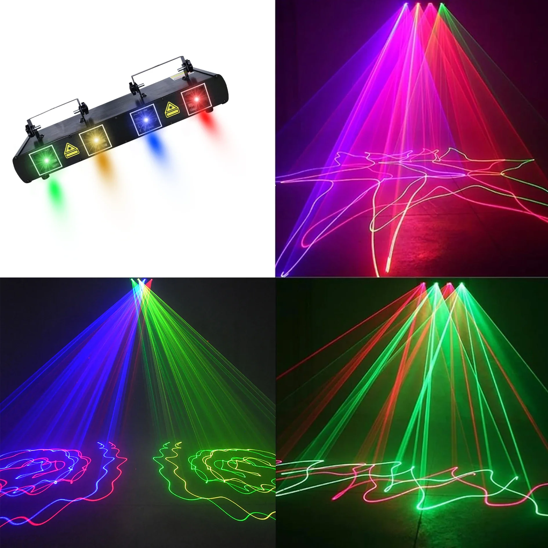 Disco Lights 4 Lens Sound Activated DJ LED Party Lights Stage Sector Lighting DMX Controller For Birthday Dance Party Show