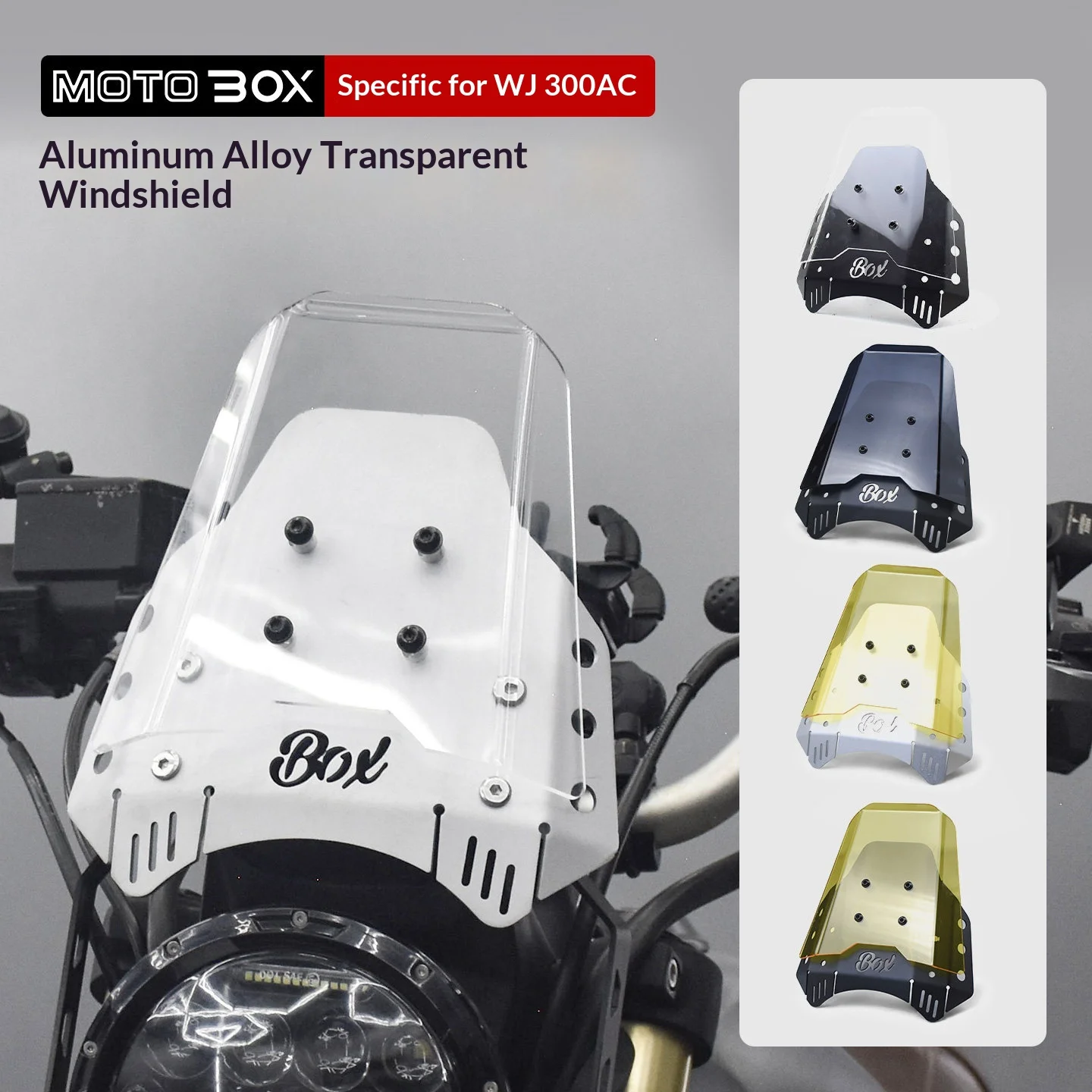 【Premium】For VOGE 300AC modified aluminum alloy transparent small windshield, front windshield decorative cover, protective defl