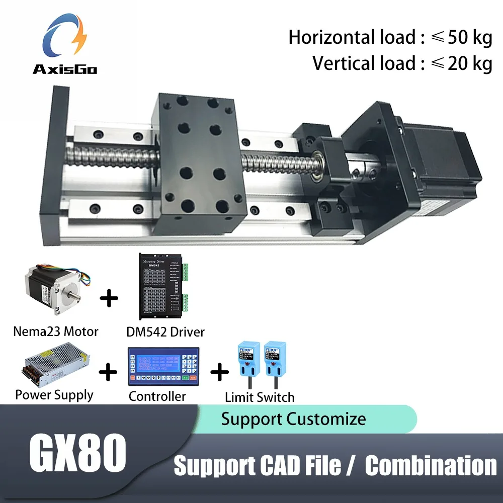 

GX80 Dual Linear Guide Ball Screw Slide – Precision CNC Linear Motion Rail Actuator Module