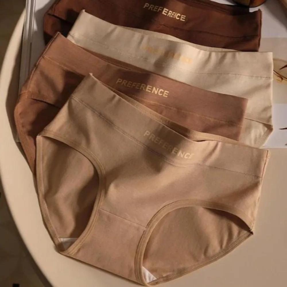 

4Pcs High Waist Women Cotton Panties Set Elastic Cotton Crotch Female Cotton Briefs 4PCS English Letter Letter Underpants