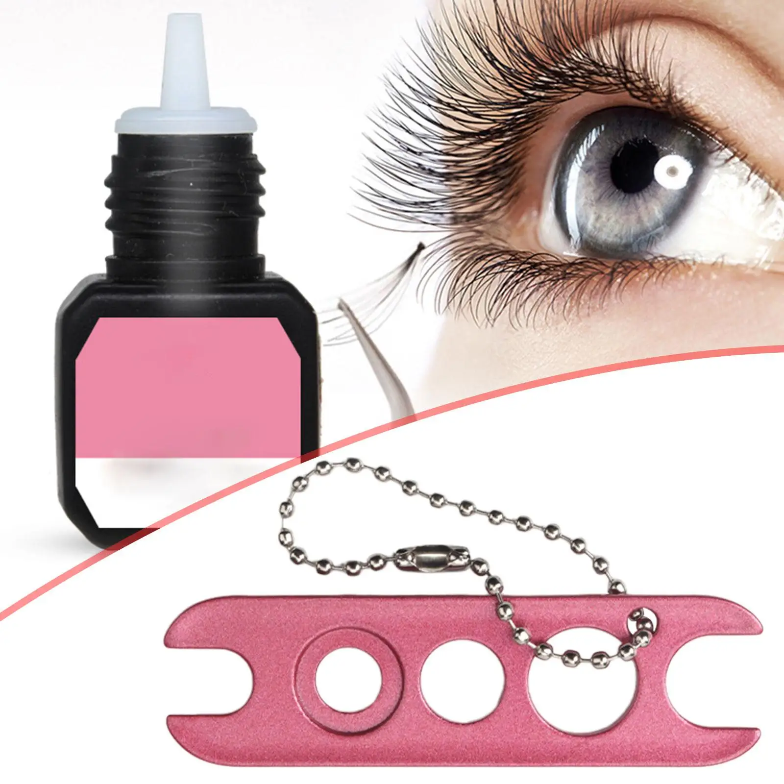 Ouvre-bouchon de bouteille de colle à cils, rouleau en acier inoxydable, pointe d'huile essentielle, outil de porte-clés de remplacement pour artistes de maquillage