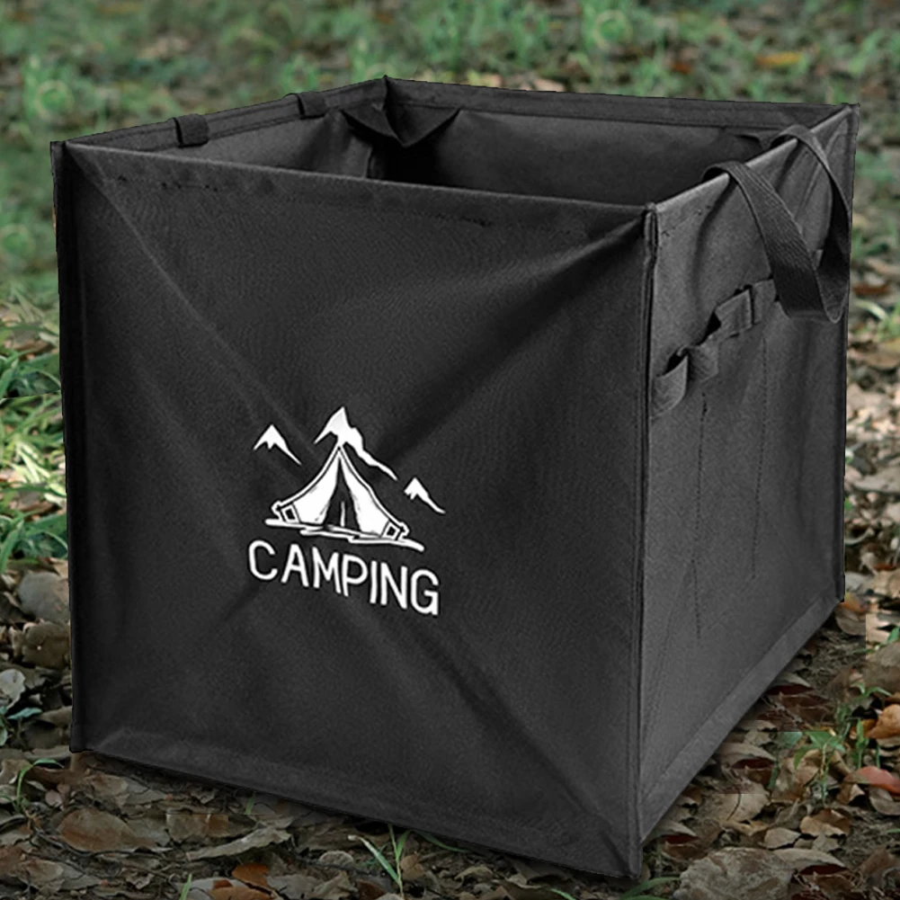 60 L Foldable Dirty Clothes Basket Portable Lawn & Leaf Waste Bag Reusable Camping Garbage Can with Handle for BBQ Picnic Hiking