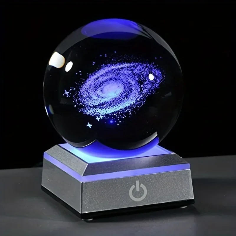 CreativeLED 갤럭시 장식 3D 레이저 내부 조각 빛나는 크리스탈 공 밤 빛 침실 연구 데스크탑 분위기 장식