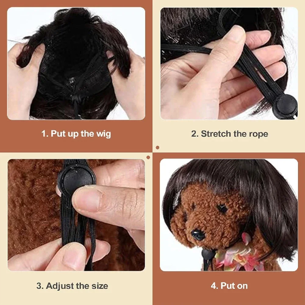 Pet Wigs Cosplay Props Dog Cat Cross-Dressing Hair Set Photography Funny Props Head Accessories Prank Pet Supplies Costumes DIY