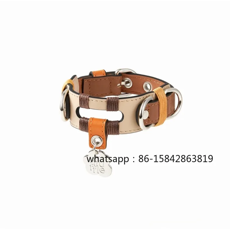 Baroque Hollow Design Italian Cowhide Retro Style Pet Dog Collar