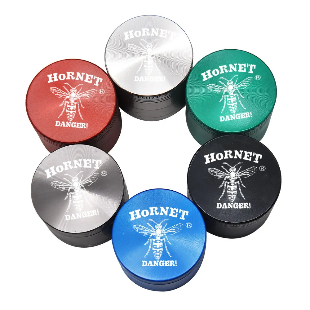 HORNET Metal Herb With Pollen Catcher Tray 56MM 4 Piece Razor-Sharp Teeth Zinc Alloy Herb Grinders accesorios para fumar