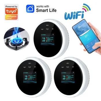 גלאי גז חכם WiFi עם תצוגת LED והתראות לנייד