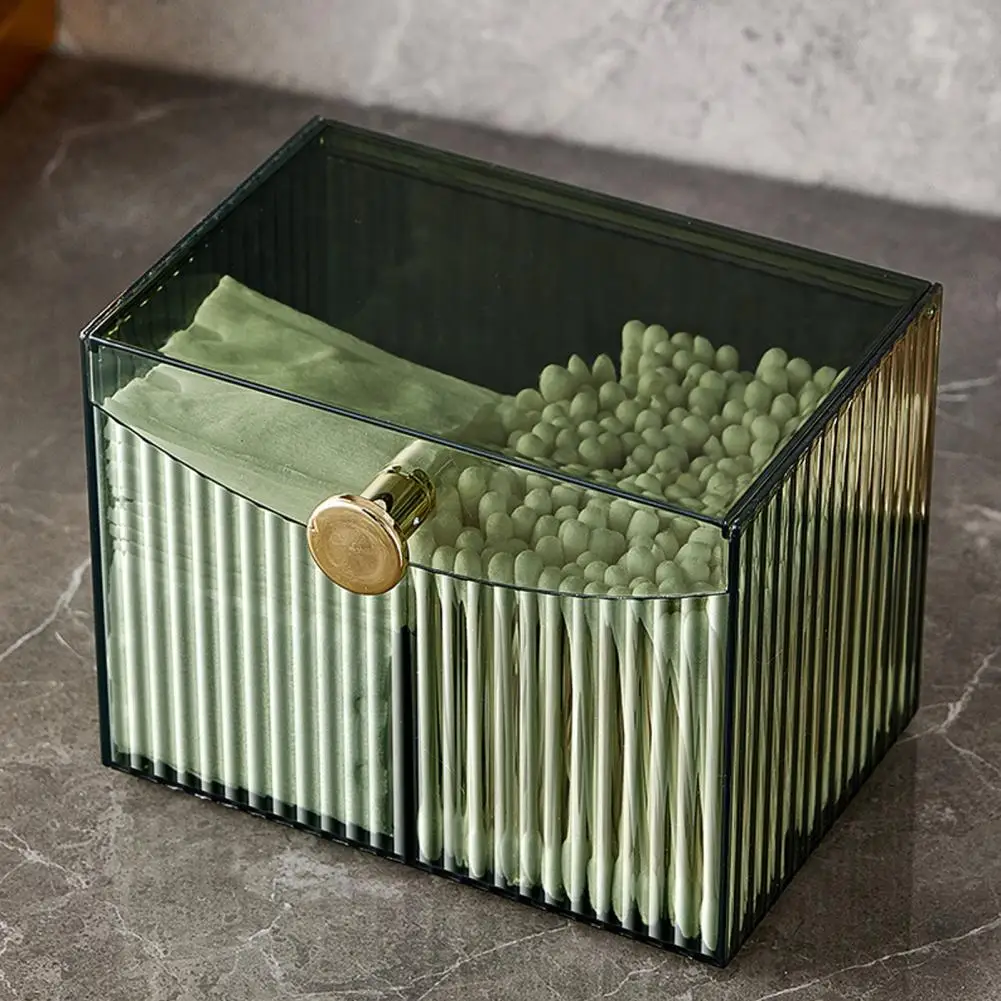 Transparent Storage Box with Lid Cosmetic Storage Box Light Luxury Storage Box with Transparent Flap Lid Dustproof 2-grid Cotton