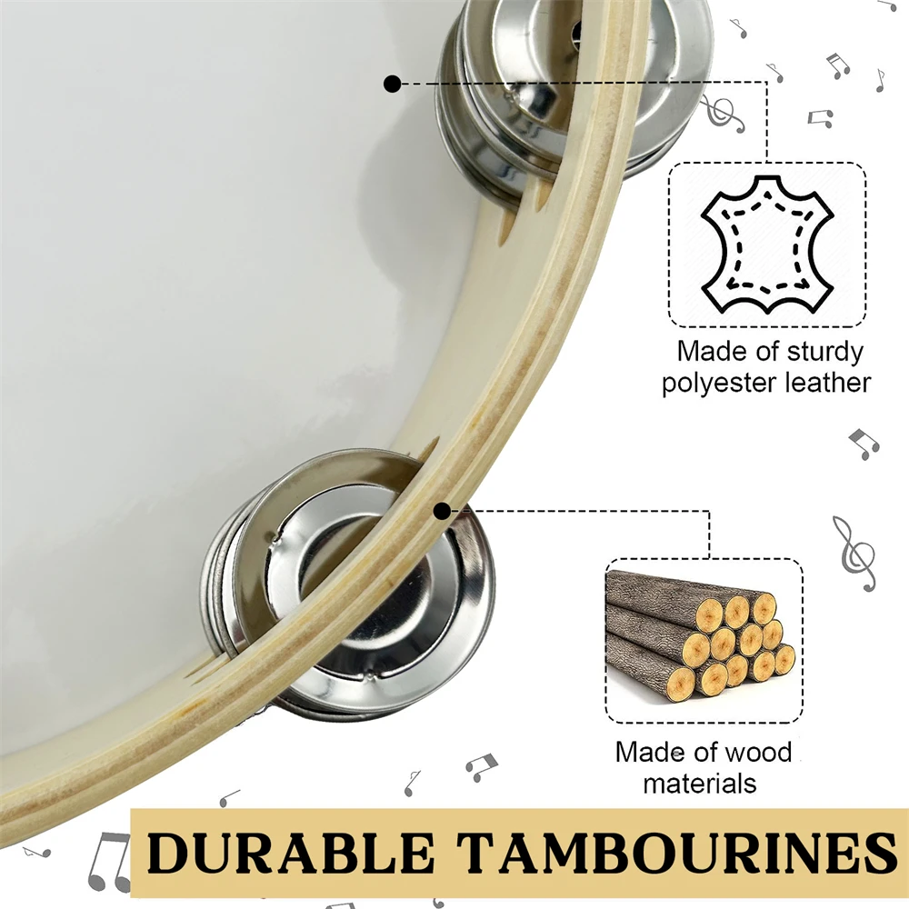 Peace Dove Church Double couche tambourin à main 8/10 pouces main secouer tambourin Instrument de Percussion danse main Clap tambour