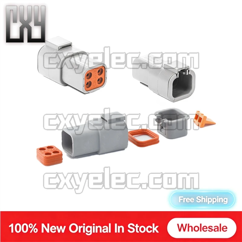 DTP04-4P 4Pin Male Connector Housing Only DTP 6.7mm IP68 Waterproof Gray 25A For Car Engineering Machinery Power Wiring Harnes
