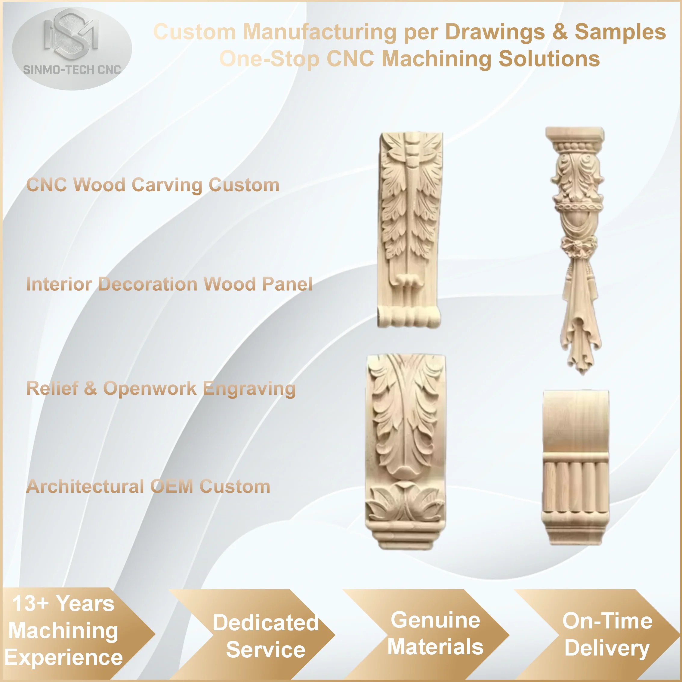 Architectural CNC Wood Carving Custom Decorative Panel Hollow Out Screen Partition Hotel Villa Use