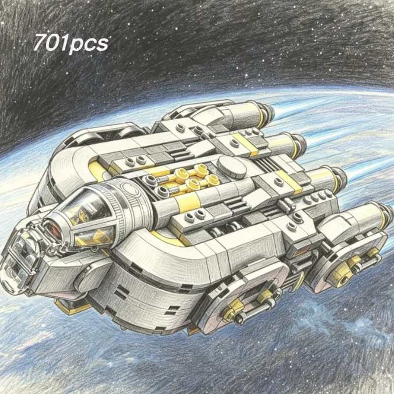 In Stock New 701pcs Star Battle Space Exploration Spacecraft Model Creative DIY Toys Building Blocks For Birthday Festival Gifts