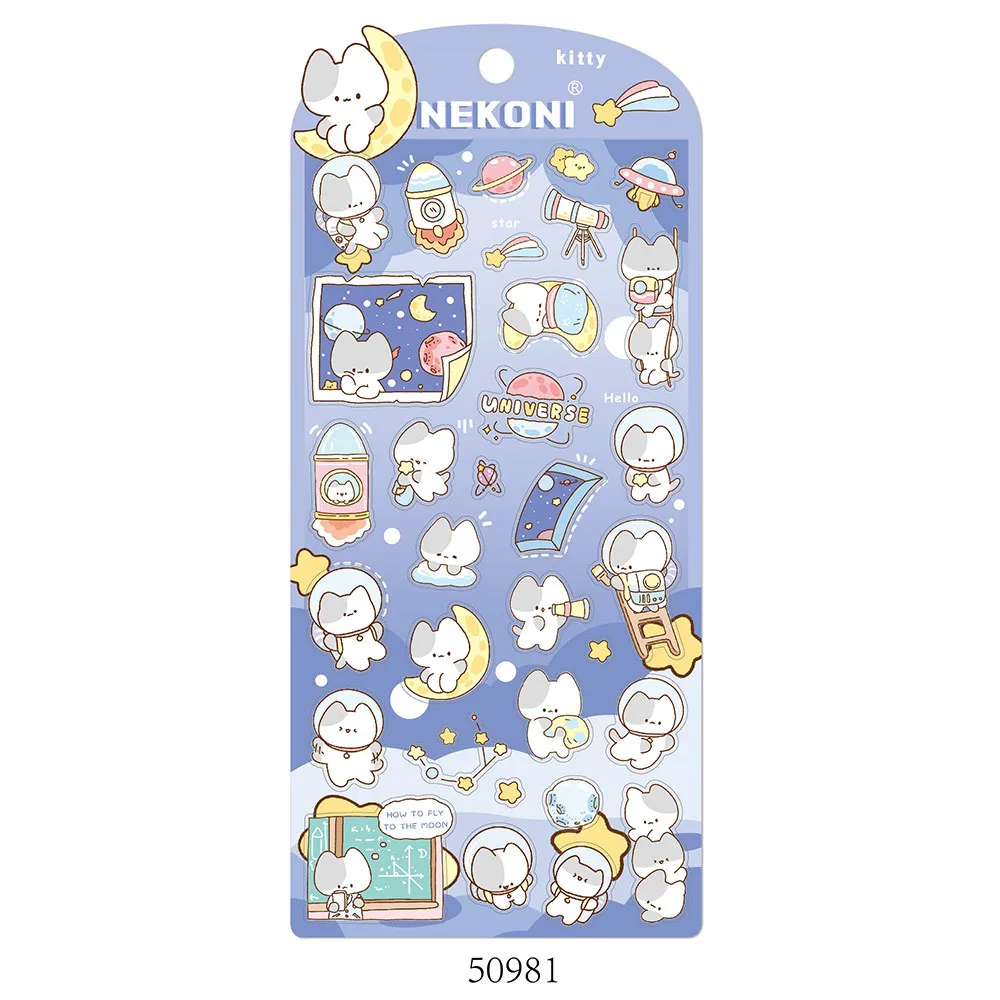 Korean Import Brand Nekoni Cartoon Animals PVC Stickers Scrapbooking Diy Journaling Sticker Aesthetic Sticker Cute Stationery