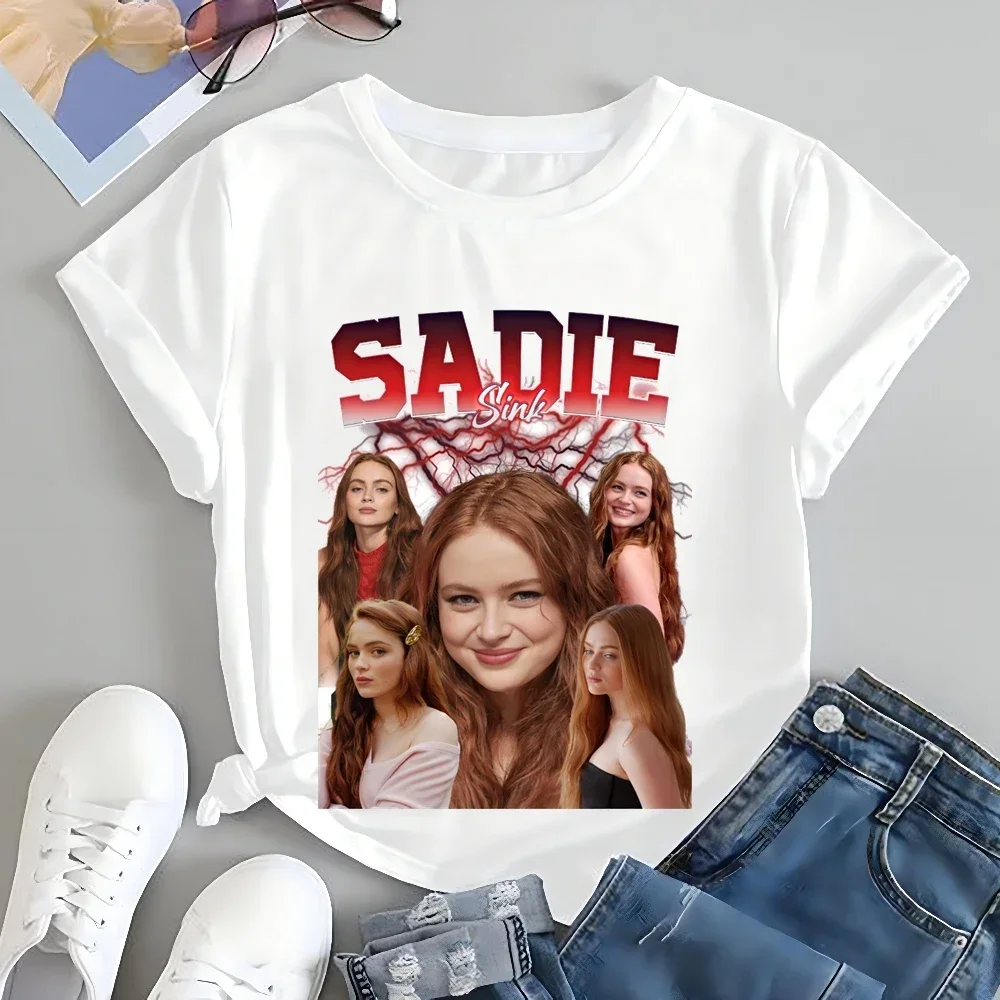 Stylish Vintage Sadie Sink Printed T-shirt Top Sadie Sink Trend Harajuku Short Sleeved Unisex Shirt Graphic Oversized T-shirt