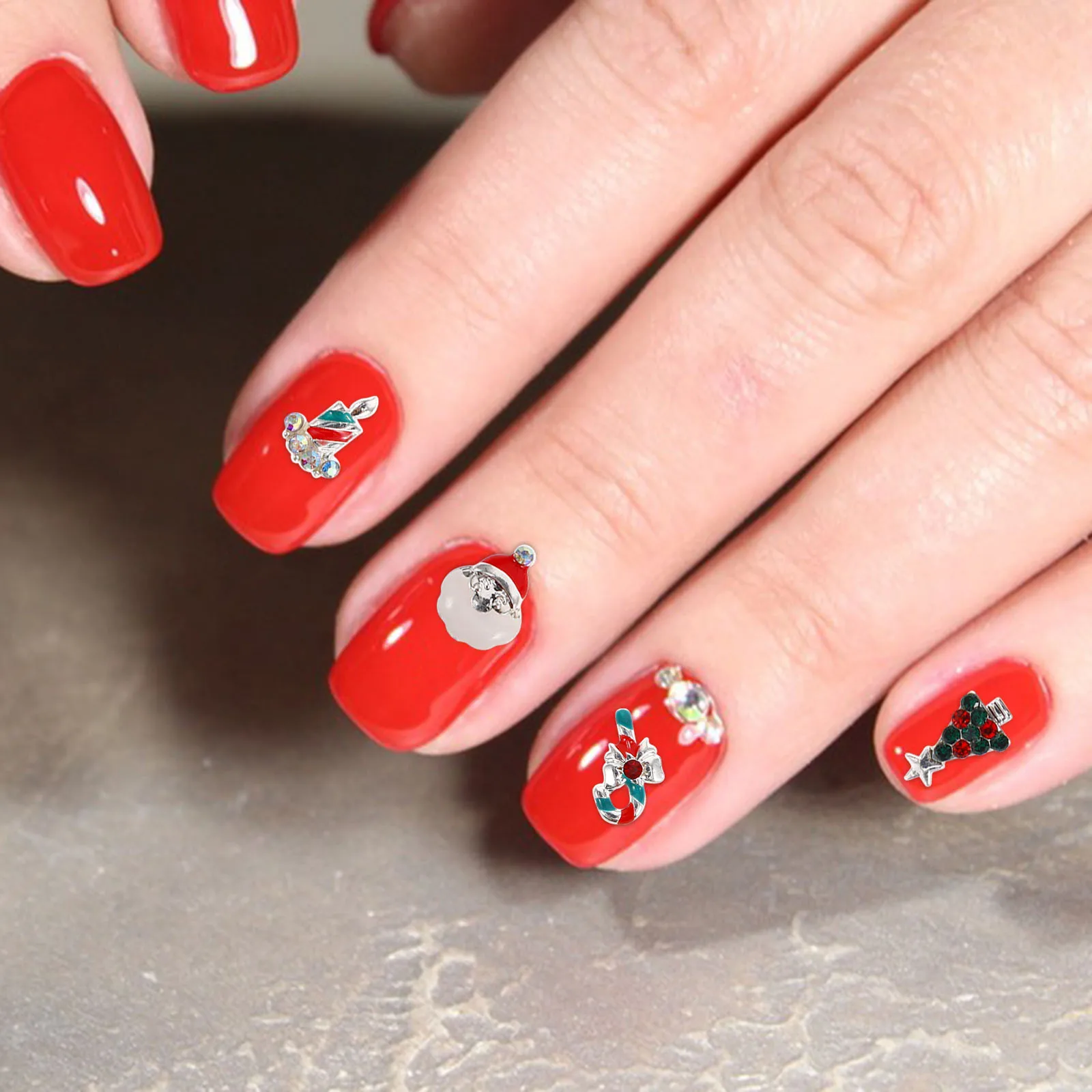 

Nail Charms Christmas Theme Santa Trees Snowflakes Socks Durable Alloy 3D Design Festive Manicure Decoration Versatile Use
