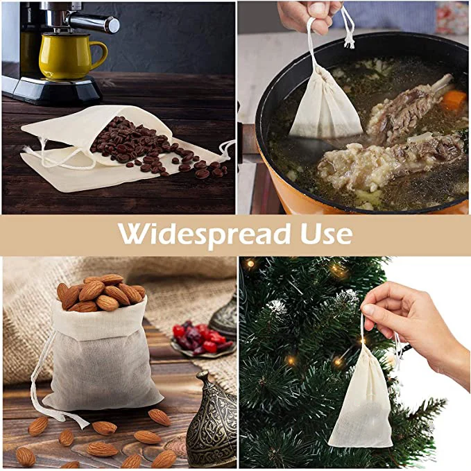 100/50/10Pcs Reusable 6x8cm/8x10/10x15cm/15x20cm/20x25cm/25x30cm/30x40cmcm New Cotton Muslin Drawstring Bags for Soap Herbs Tea