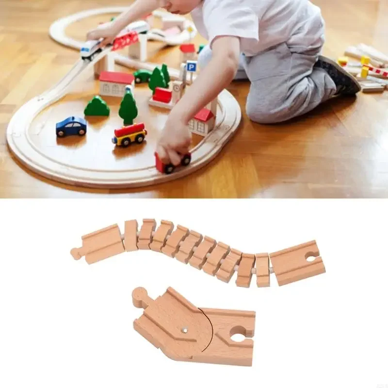 قطعتان من ملحقات مسار القطار الخشبي لبنات البناء الإبداعية للتطوير المكاني واللعب الجماعي 15UB #1