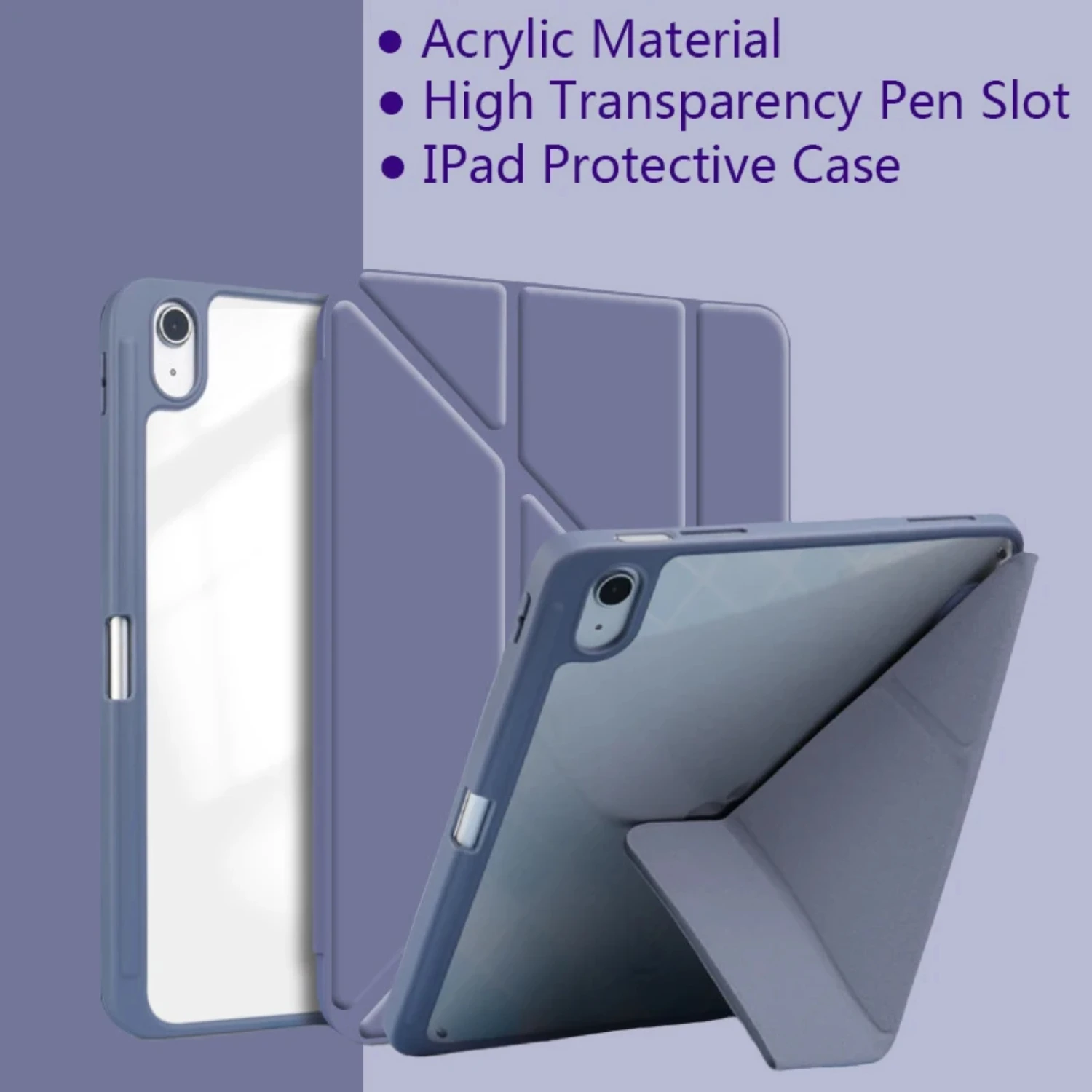 2021 Stylish and Durable Multifunctional Acrylic TPU Y-fold Tablet Sleeve Case with Stand for 7 8 9 10.2 inch and Pro11 12.9 - P