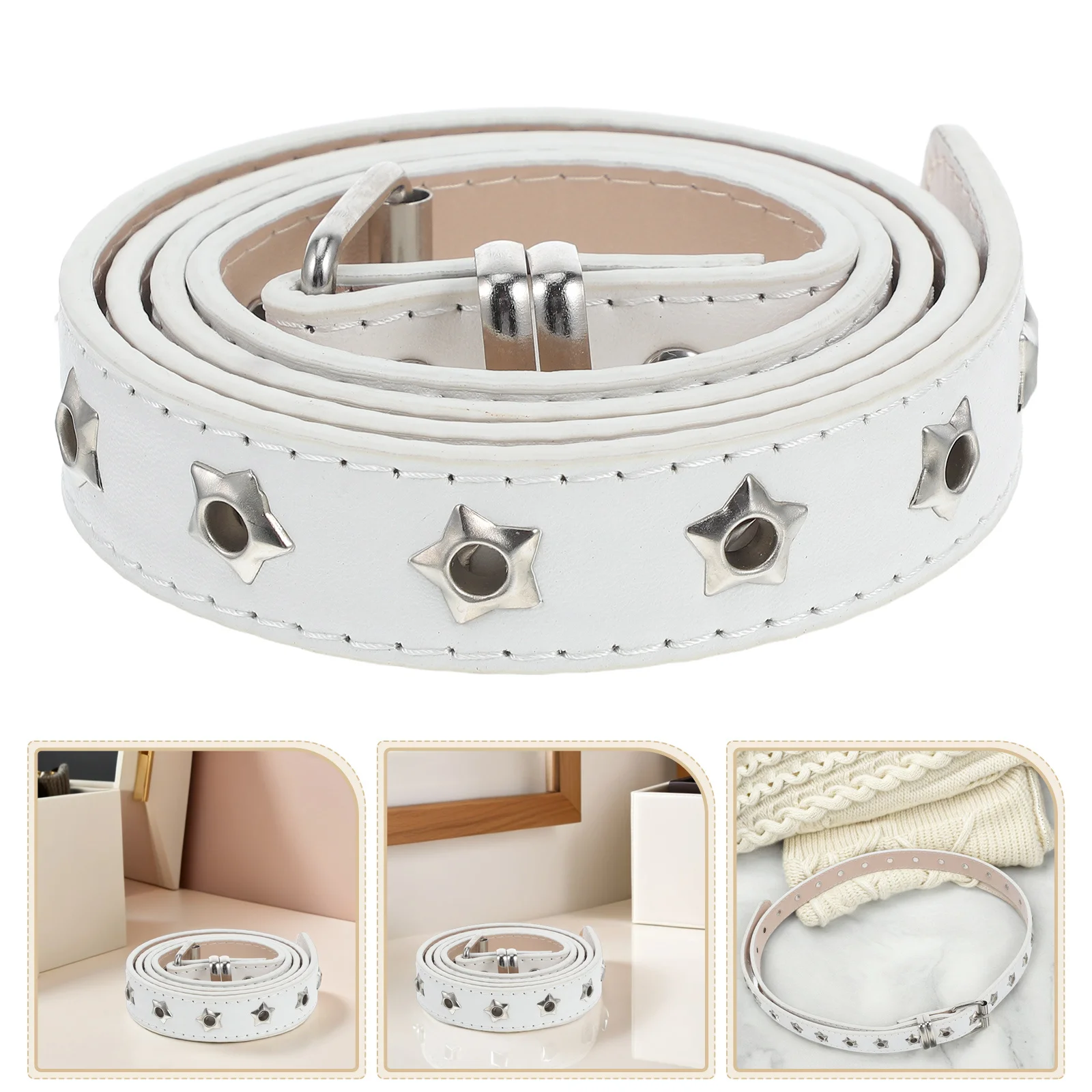 

Star Punk Waist Belt Adjustable Chunky White Pu Belt For Belts For Women Trendy Women Fashion Gothic Western Belts
